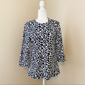 Andrew Marc Leopard Print Button Detail Top - L